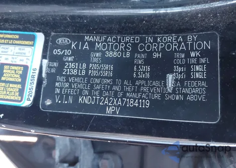 2010 Kia Soul + from USA, damaged, VIN KNDJT2A2XA7184119